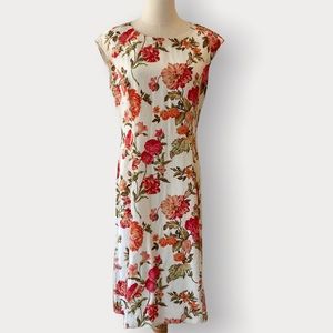TALBOTS Silk Floral Midi Dress Size 8